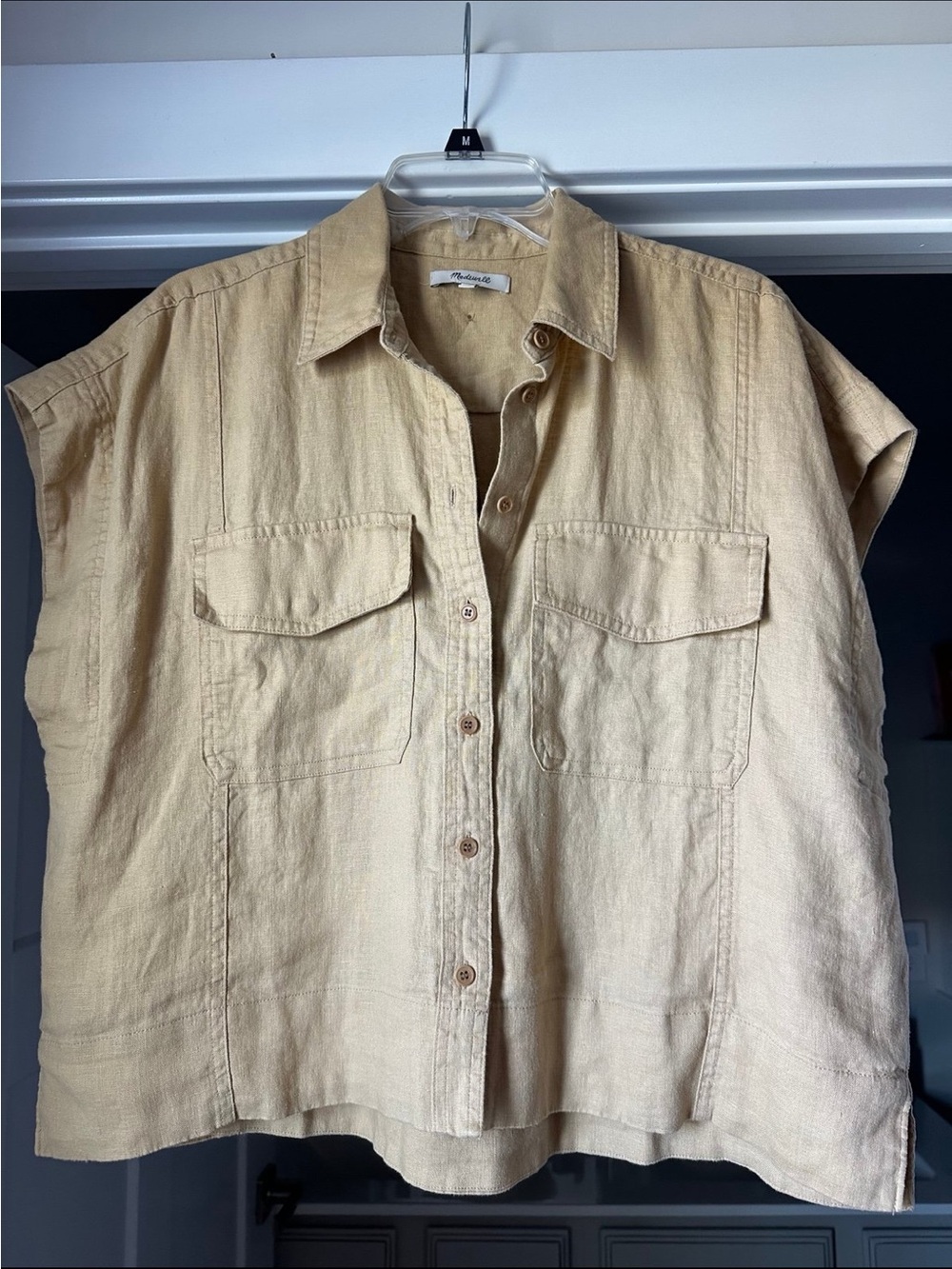 Madewell Linen Blend Short-Sleeve Shirt - Sand